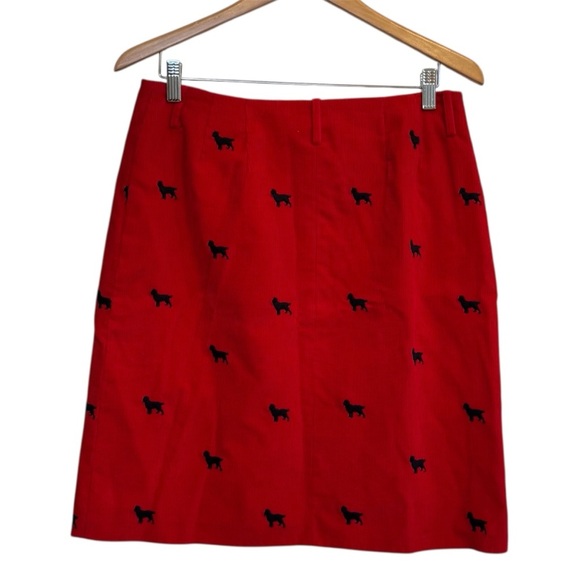 J. MCLAUGHLIN Size 12 Skirt Red Corduroy Black Dog - Picture 2 of 5